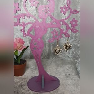 Handmade Goldtone Crystal Heart Earrings